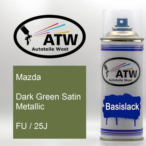 Mazda, Dark Green Satin Metallic, FU / 25J: 400ml Sprühdose, von ATW Autoteile West.